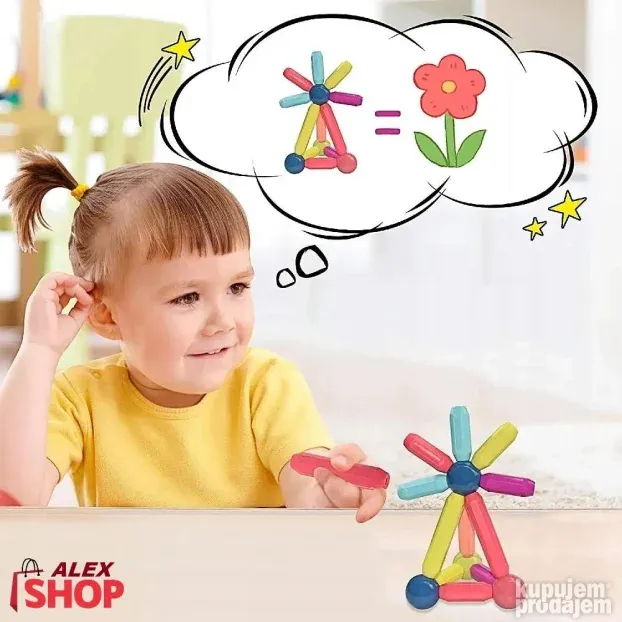 Veliki magnetni set štapića i kuglice za gradnju