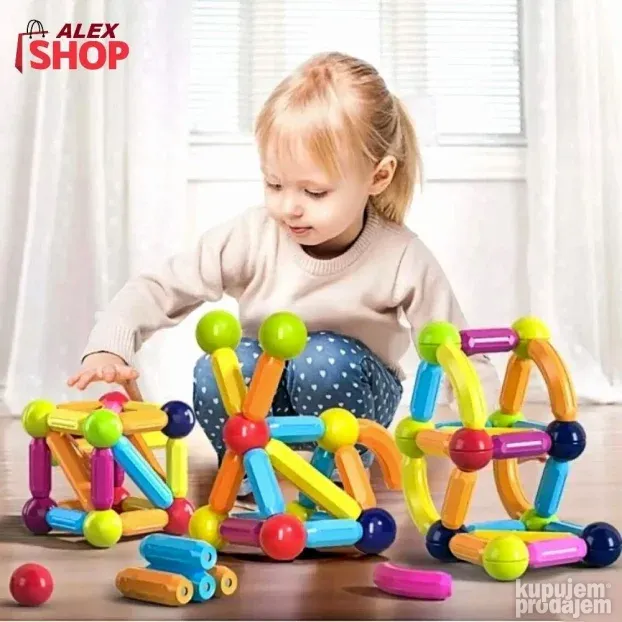 Veliki magnetni set štapića i kuglice za gradnju