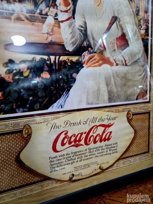 Coca cola slika, uramljena i zastakljena, 70 cm