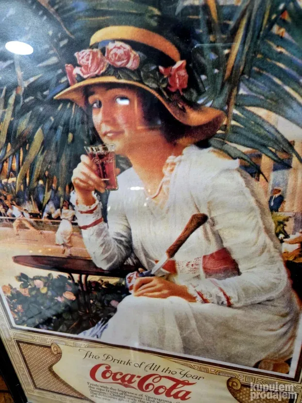Coca cola slika, uramljena i zastakljena, 70 cm