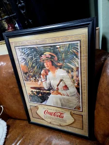 Coca cola slika, uramljena i zastakljena, 70 cm