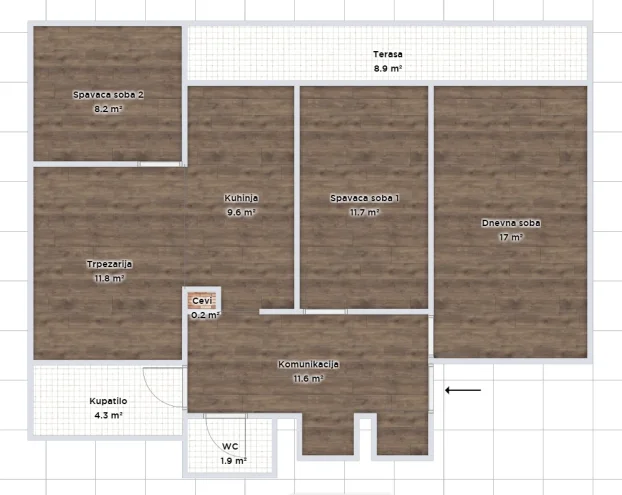 Kragujevac, Erdoglija, 3.0 trosoban, 75 m²