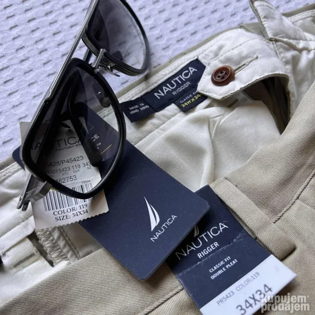 NAUTICA ORIGINAL NOVE muske krem pantalone W 34 L 34 etiketa