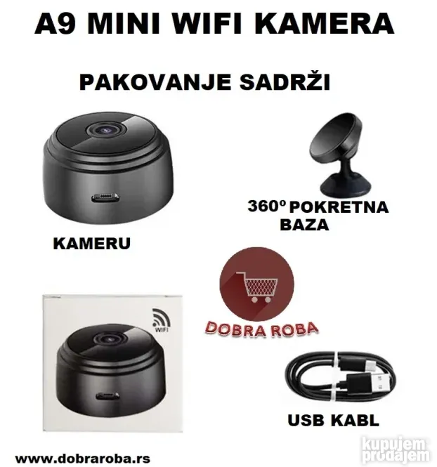 A9 mini WIFI nadzorna špijunska kamera - CRNA