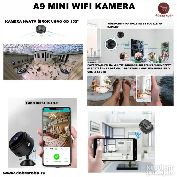 A9 mini WIFI nadzorna špijunska kamera - CRNA