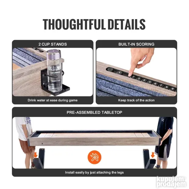 VEVOR 2-u-1 shuffleboard i stoni bowling set