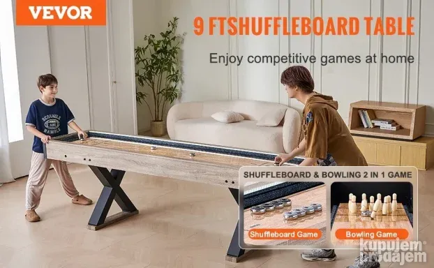 VEVOR 2-u-1 shuffleboard i stoni bowling set