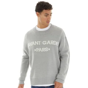 Avant Garde Mens Blanc Relaxed Fit Crew Neck Jumper