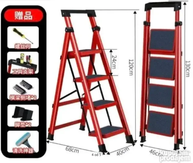 Metalne merdevine sa 4 stepenika sklopive prenosive