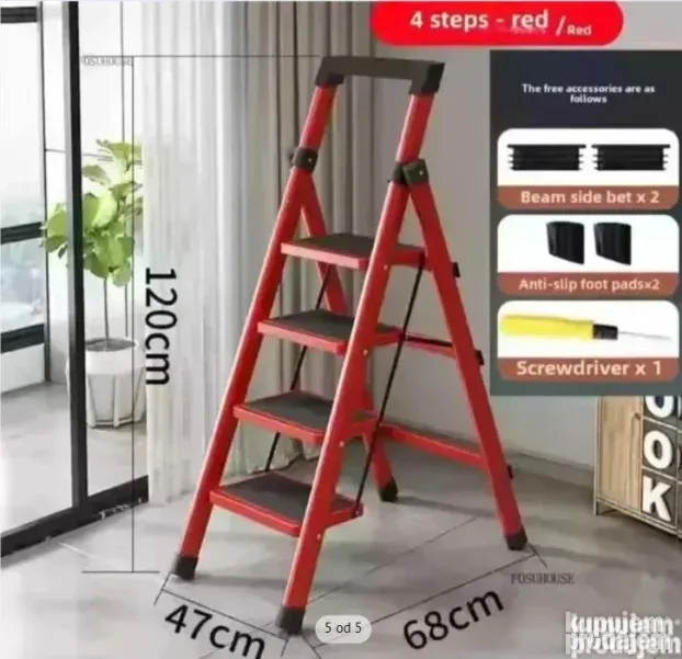 Metalne merdevine sa 4 stepenika sklopive prenosive