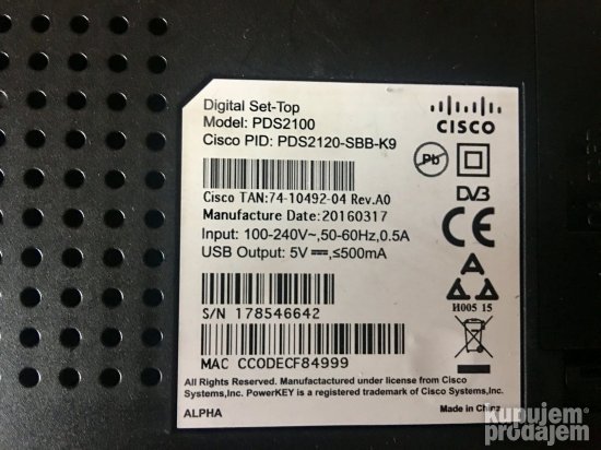 Cisco Digital Set Top Box D3 PDS 2100