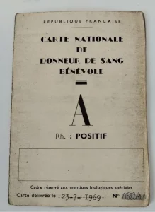 Carte nationale de donneur de sang benevole