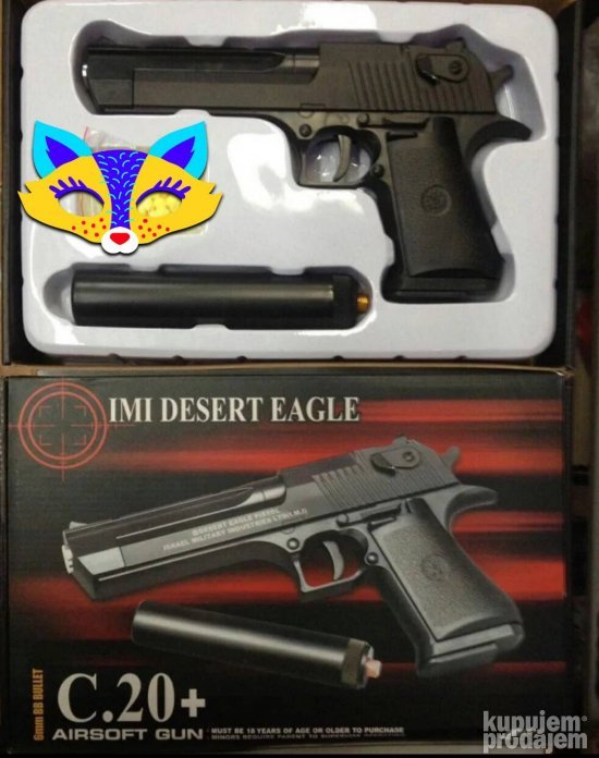 Airsoft pistolj C20+ sa prigusivacem Desert Eagle
