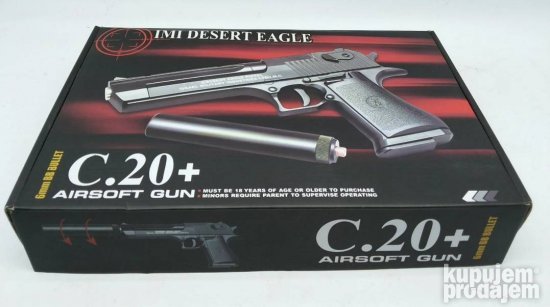 Airsoft pistolj C20+ sa prigusivacem Desert Eagle