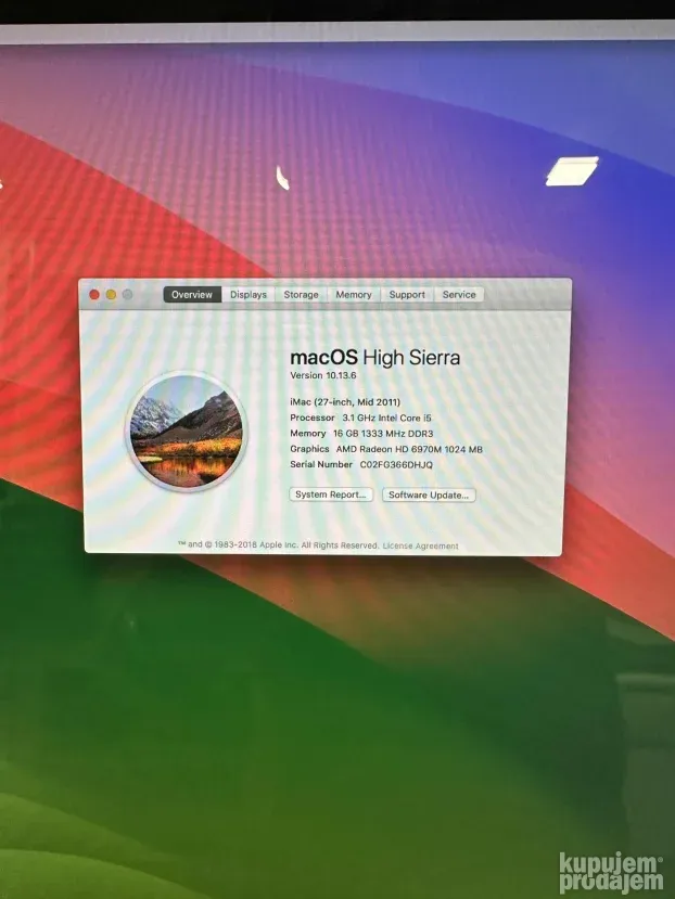 Apple iMac 27 A1312/ i5 / 16gb ddr3 /240GB SSD/ GPU 1GB