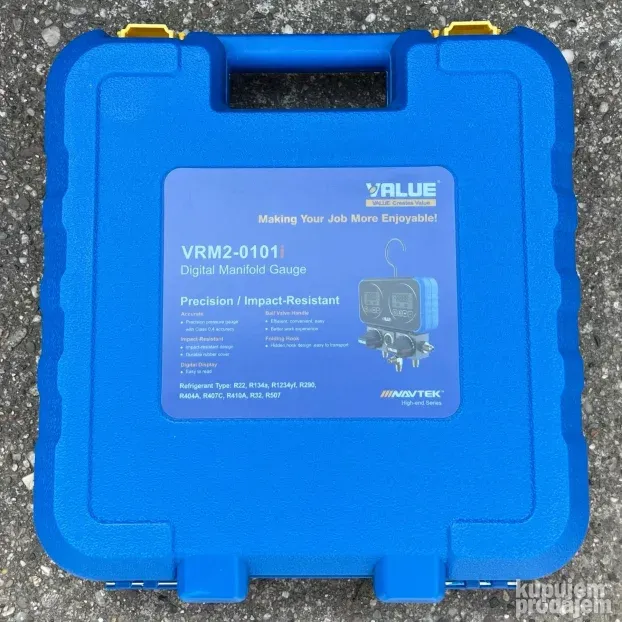 Digitalni manometri u koferu sa crevima i adapterima Value