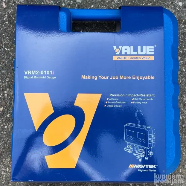 Digitalni manometri u koferu sa crevima i adapterima Value