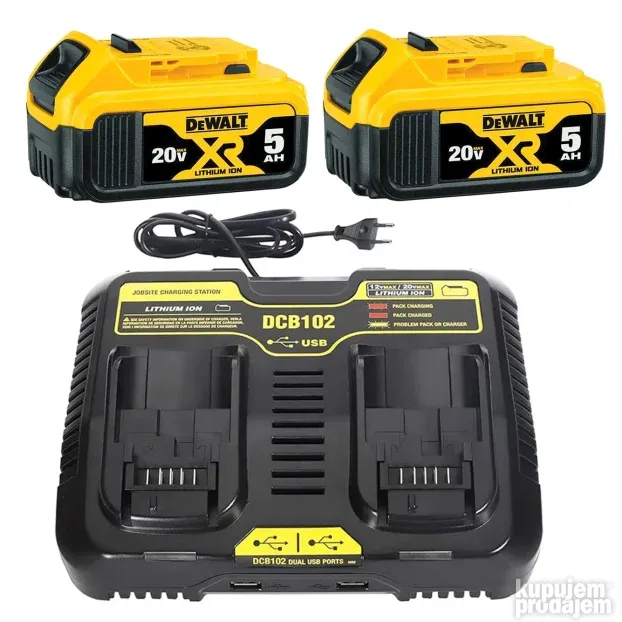 2 Batteries 18V 5Ah Compatibles Dewalt - Pour Outils DCB184, DCB180, DCB181, DCB182, Etc.