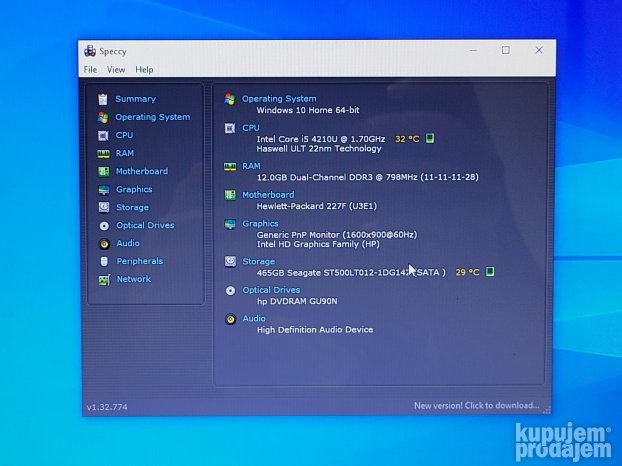 Laptop HP Pavilion 17-f040nz i5-4210U 12GB HD+ 17.3"