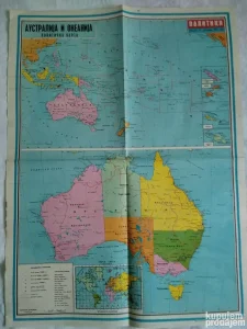 Karta - mapa Australija i Okeanija iz 1974 god