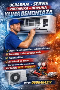 Ugradnja, servis, popravka, dopuna klima, demontaza