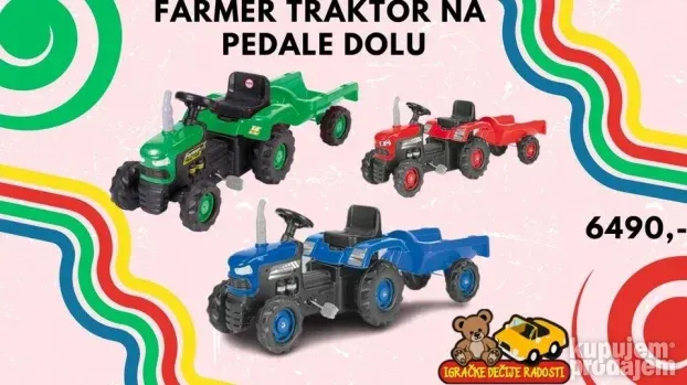 Traktor na pedale farmer brend dolu zelena