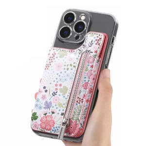 Kozni novcanik flower roze