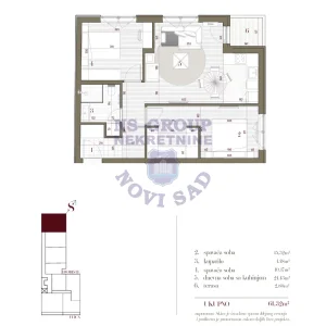 Telep, 3.0 trosoban, 62 m²