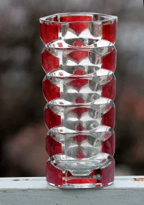 Mid Century Luminarc JG Durand Geometric Ruby Cranberry Vase