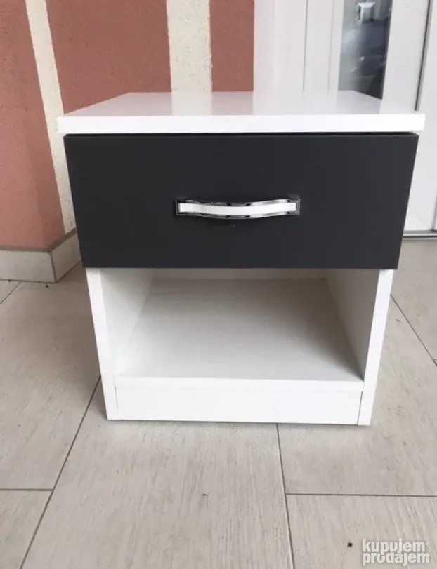 Noćni ormarić 1F - crno beli