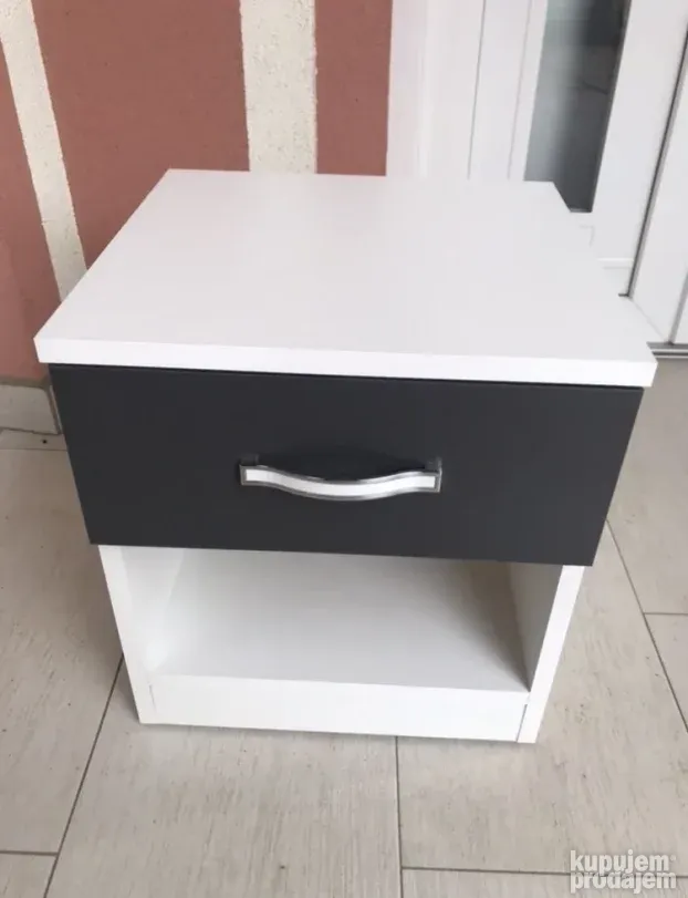 Noćni ormarić 1F - crno beli