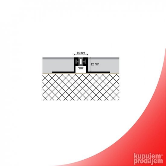 Alu dilataciona lajsna (profil) za keramiku 12mm