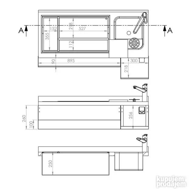Rashladni sto za bar i piće 1600x600mm