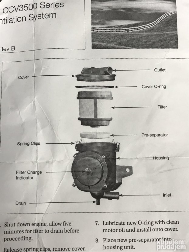 Filter - odušak motora Case traktora