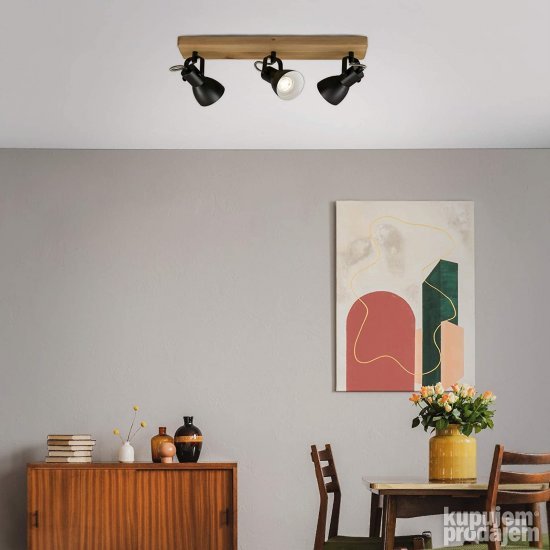 Plafonjera luster drvo metal retro - Brilioner