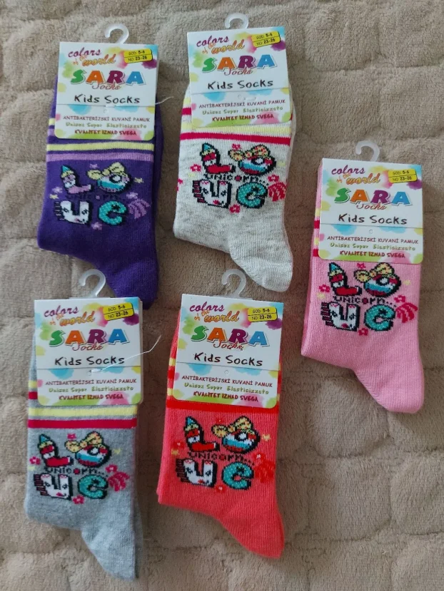 Zenske decije carape Sara Socks, pamuk 100%