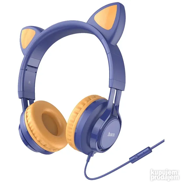 Hoco W36 Cat ear, midnight blue - slušalice sa mikrofonom