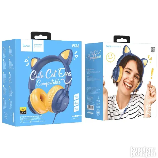 Hoco W36 Cat ear, midnight blue - slušalice sa mikrofonom