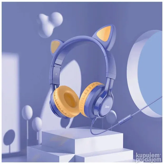 Hoco W36 Cat ear, midnight blue - slušalice sa mikrofonom