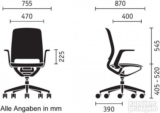 Kancelariska Stolica do 130kg 83x71x121cm (Crna)-Sedus (