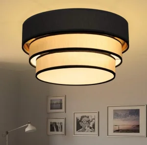 LUX Plafonjerka Crno Bela 2x E27 Tkanina 3 sprata