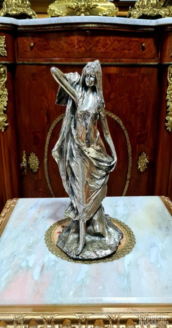 Vrhunska stara velika srebrna dizajnerska figura - Devojka
