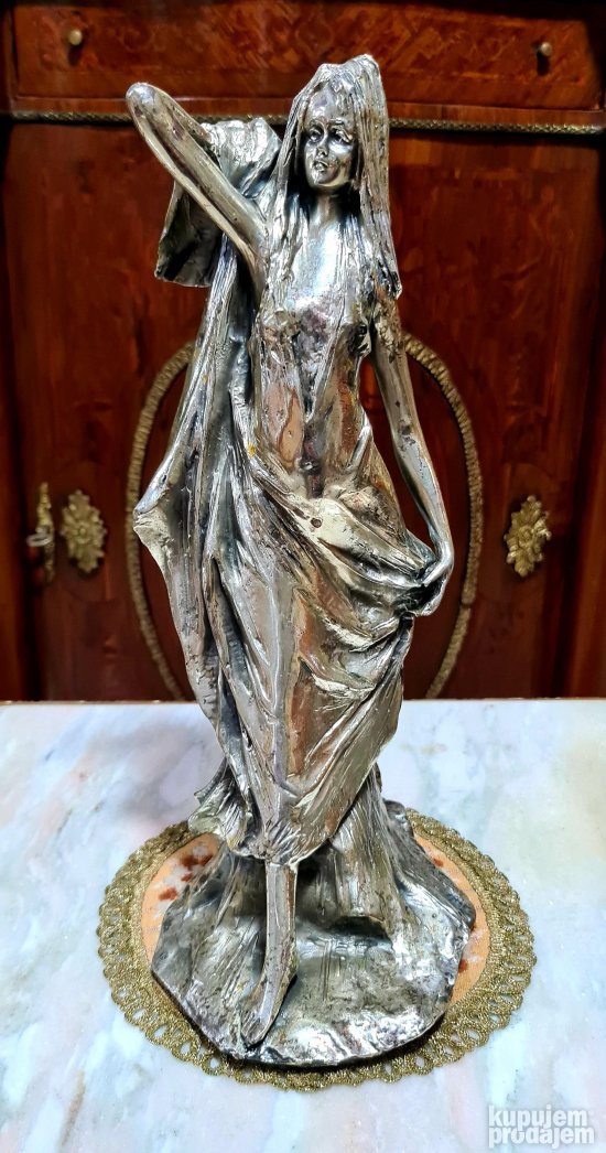 Vrhunska stara velika srebrna dizajnerska figura - Devojka
