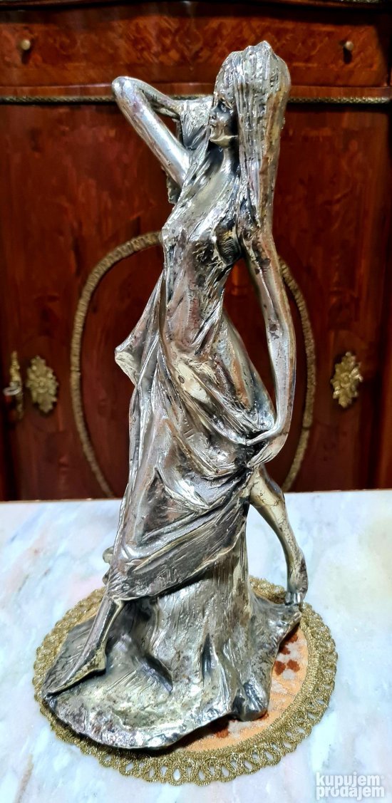 Vrhunska stara velika srebrna dizajnerska figura - Devojka