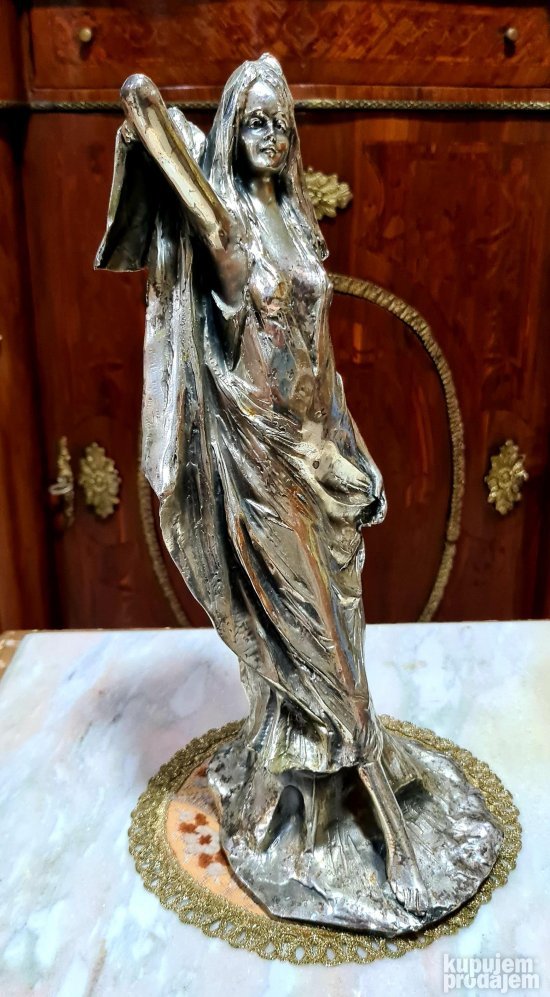 Vrhunska stara velika srebrna dizajnerska figura - Devojka