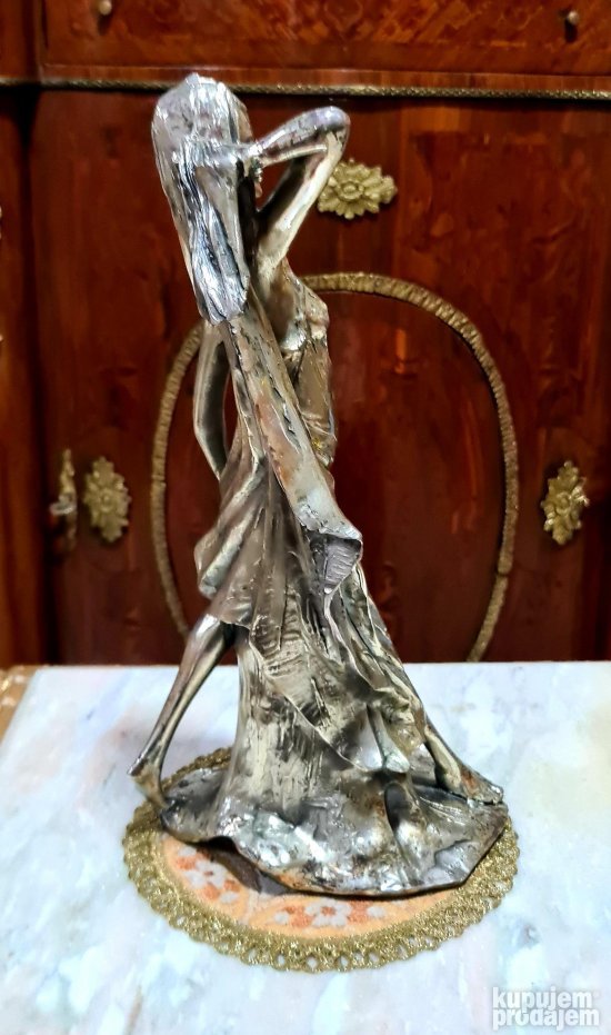 Vrhunska stara velika srebrna dizajnerska figura - Devojka