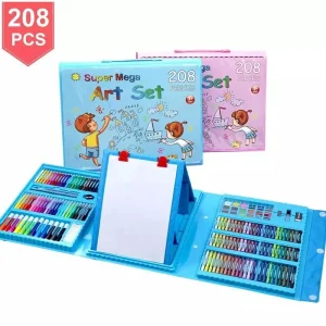 Set Za Crtanje U Koferu Sa Tablom 208 Delova Plavi i Roze