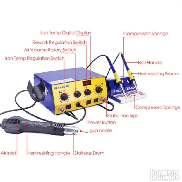 BAKU BK-603D  3 u 1 Lemna i Rework Stanica sa LED Displejom