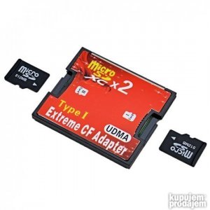 CF Compact Flash adapter za dve Mikro SD memorijske kartice