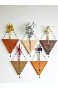 Set 5 ukrasnih drvenih zidnih vaza sa epruvetom novo HIT